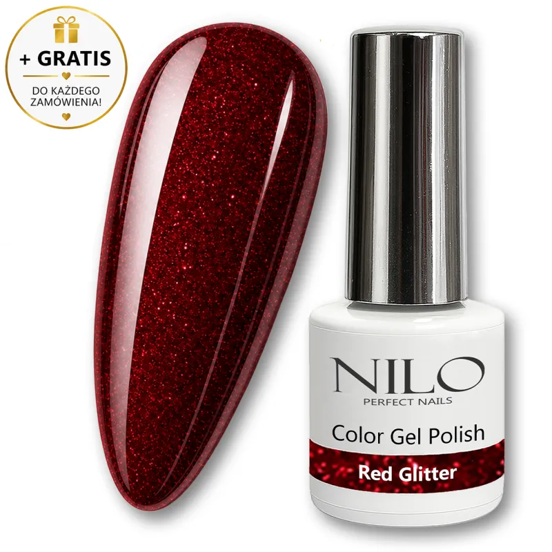 Lakier Hybrydowy Red Glitter – NILO no.84